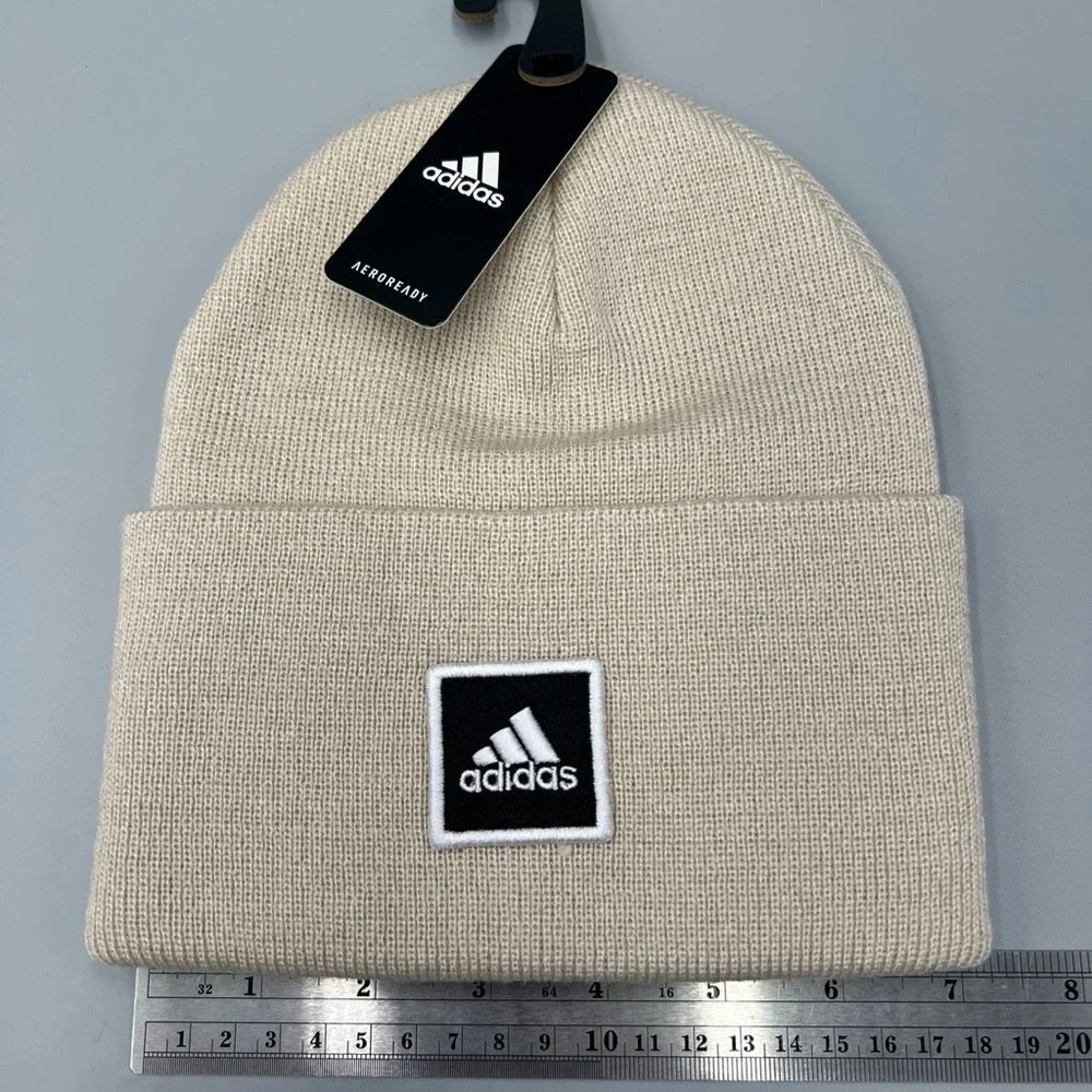 Lot Of 3! Adidas Aeroready Wide Cuff Fold Beanie, Onix, Olive, Beige Winter Hat - Picture 2 of 8